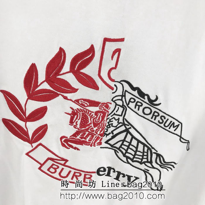 BURBERRY巴寶莉 19ss早春新款 拼色刺繡麥穗騎士 男款短袖 精密刺繡工藝 ydi2127